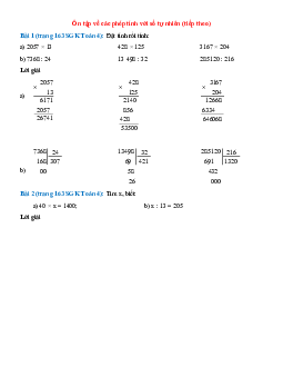 Toán lớp 4 trang 163 Ôn tập về các phép tính với số tự nhiên