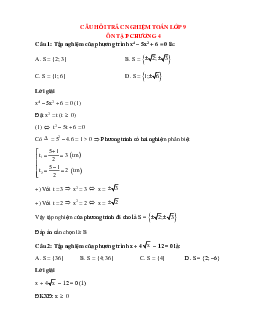 60 câu Trắc nghiệm Toán 9 Chương 4 Đại số có đáp án 2023: Hàm số y = ax^2 (a ≠ 0) - Phương trình bậc hai một ẩn