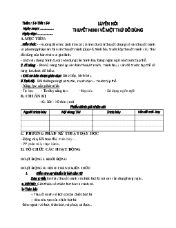 Giáo án ngữ văn lớp 8 Tuần 14 Tuần 14 Tiết 54: Luyện nói thuyết minh về một thứ đồ dùng