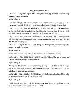 Giải bài tập SGK Lịch sử lớp 8: Bài 5: Công xã Pa-ri 1871 mới nhất