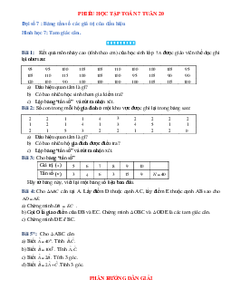 Phiếu bài tập tuần 20 - Toán 7