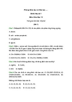 Bộ 4 Đề thi Học kì 1 Hóa học 12 năm 2022 - 2023 có đáp án