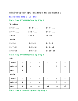 Vở bài tập Toán lớp 2 Tập 2 trang 9, 10, 11 Bài 39: Bảng nhân 2 | Kết nối tri thức