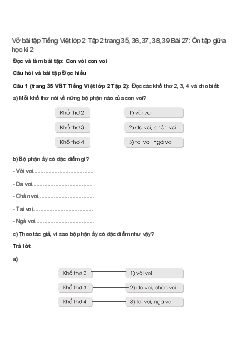 Vở bài tập Tiếng Việt lớp 2 Tập 2 trang 35, 36, 37, 38, 39 Bài 27: Ôn tập giữa học kì 2 – Cánh diều
