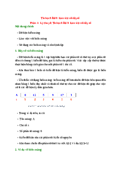 Lý thuyết Tin học 8 Bài 9 (mới 2023 + 10 câu trắc nghiệm): Làm việc với dãy số