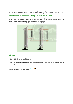 Tiến hành thí nghiệm như mô tả bên và cho biết nhận xét về sự thay đổi chiều dài của lò xo