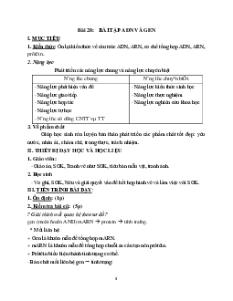 Giáo án Sinh học 9 Bài 20: Thực hành Quan sát và lắp mô hình ADN mới nhất - CV5555