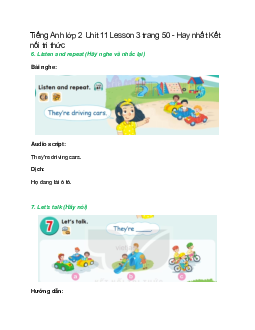 Tiếng Anh lớp 2 Unit 11 Lesson 3 trang 50 – Kết nối tri thức