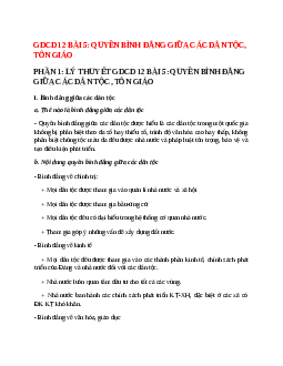 Lý thuyết GDCD 12 Bài 5 (mới 2022 + 22 câu trắc nghiệm): Quyền bình đẳng giữa các dân tộc, tôn giáo