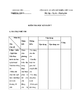 Đề thi Ngữ Văn lớp 7 học kì 2 (đề 2- có đáp án)