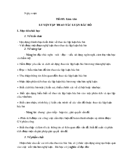 Giáo án Ngữ Văn 11: Tiết  85 Luyện tập thao tác lập luận bác bỏ mới nhất