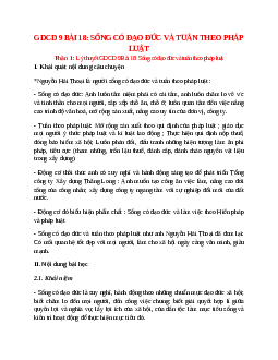 Lý thuyết GDCD 9 Bài 18 (mới 2023 + 10 câu trắc nghiệm): Sống có đạo đức và tuân theo pháp luật