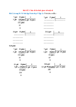 Tính (theo mẫu): 7 giờ 52 phút : 4; 7 giờ 27 phút : 3; 18 giờ 55 phút : 5