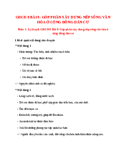 Lý thuyết GDCD 8 Bài 9 (mới 2023 + 10 câu trắc nghiệm): Góp phần xây dựng nếp sống văn hóa ở cộng đồng dân cư