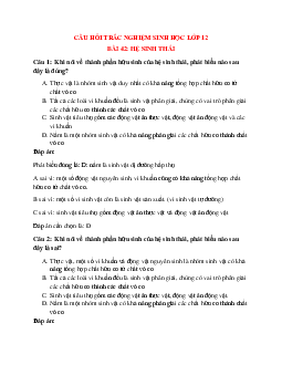 32 câu Trắc nghiệm Sinh học 12 Bài 42 có đáp án 2023: Hệ sinh thái
