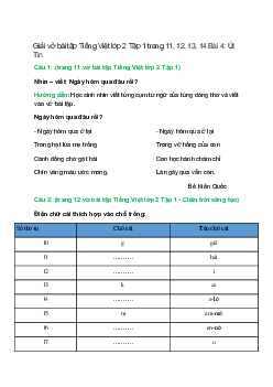 Vở bài tập Tiếng Việt lớp 2 Tập 1 trang 11, 12, 13, 14 Bài 4: Út Tin – Chân trời sáng tạo