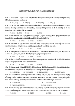 90 câu Trắc nghiệm chuyên đề Cacbohydrat Hóa học lớp 12 có đáp án 2023