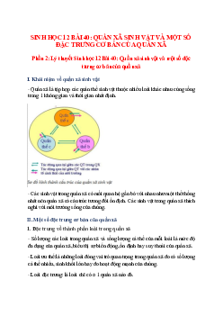 Lý thuyết Sinh học 12 Bài 40 (mới 2023 + 25 câu trắc nghiệm): Quần xã sinh vật và một số đặc trưng cơ bản của quần xã