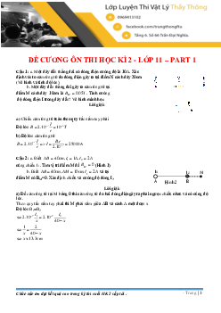 Đề cương ôn tập học kì 2 môn Lý lớp 11