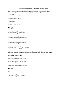 Toán lớp 5 trang 44 Viết các số đo độ dài dưới dạng số thập phân