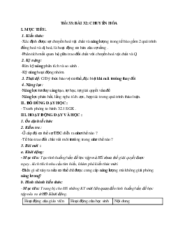 Giáo án Sinh học 8 Bài 32: Chuyển hóa mới nhất - CV5555