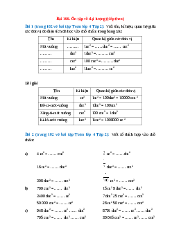 Vở bài tập Toán lớp 4 Tập 2 trang 102,103 Bài 166: Ôn tập về đại lượng (tiếp theo)