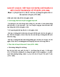 Lý thuyết Lịch Sử 12 Bài 25 (mới 2023 + 26 câu trắc nghiệm): Việt Nam xây dựng chủ nghĩa xã hội và đấu tranh bảo vệ tổ quốc (1976-1986)