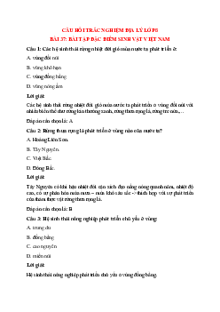 32 câu Trắc nghiệm Địa lí 8 Bài 37 có đáp án 2023: Đặc điểm sinh vật Việt Nam