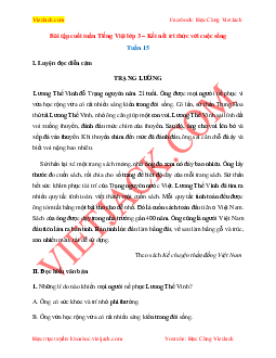Bài tập cuối tuần Tiếng Việt lớp 3 Kết nối tri thức tuần 15