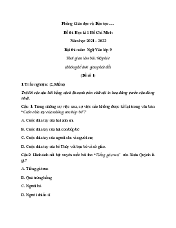 [Năm 2023] Bộ 10 Đề thi Học kì 1 Ngữ Văn lớp 9 Hồ Chí Minh có đáp án
