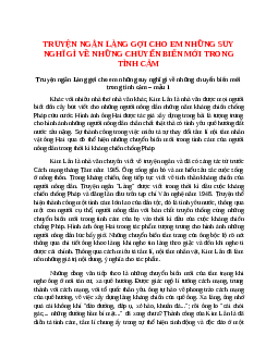 TOP 20 bài Truyện ngắn Làng gợi cho em những suy nghĩ gì về những chuyển biến mới trong tình cảm 2023 SIÊU HAY