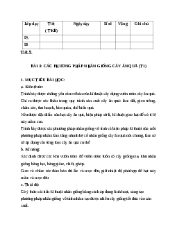GIÁO ÁN CÔNG NGHỆ 9 BÀI 3: CÁC PHƯƠNG PHÁP NHÂN GIỐNG CÂY ĂN QUẢ (T1) MỚI NHẤT - CV5512