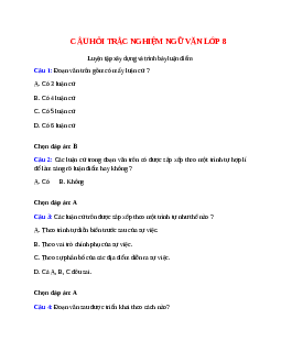 10 câu Trắc nghiệm Luyện tập xây dựng và trình bày luận điểm có đáp án 2023 - Ngữ văn 8