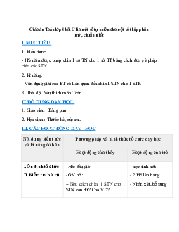 Giáo án Chia một số tự nhiên cho một số thập phân (2024) mới nhất - Toán lớp 5