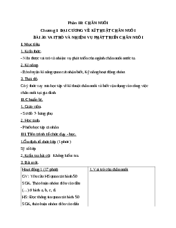 Giáo án Công Nghệ 7 Bài 30: Vai trò và nhiệm vụ phát triển chăn nuôi mới nhất