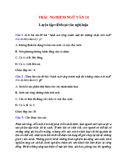 Trắc nghiệm Luyện tập viết đoạn văn nghị luận có đáp án – Ngữ văn lớp 10