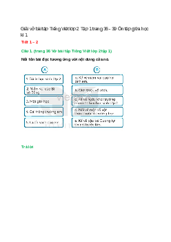 Vở bài tập Tiếng Việt lớp 2 Tập 1 trang 36, 37, 38, 39 Ôn tập giữa học kì 1 – Kết nối tri thức
