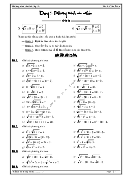 Bài tập phương trình chứa căn