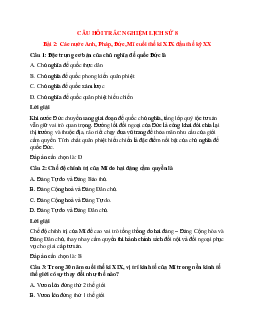 32 câu Trắc nghiệm Lịch Sử 8 Bài 6 có đáp án 2023: Các nước Anh, Pháp, Đức, Mĩ