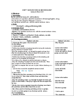 Giáo án tiếng anh 5 unit 7: How do you learn english? mới nhất