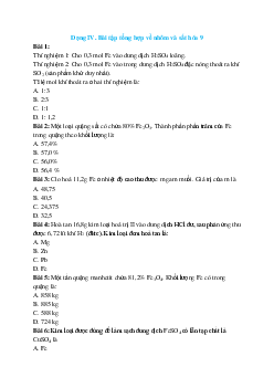 50 Bài tập tổng hợp nhôm và sắt (có đáp án)- Hoá học 9