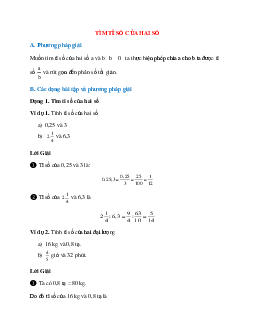 Các dạng bài tập và phương pháp giải về tìm tỉ số của hai số có lời giải