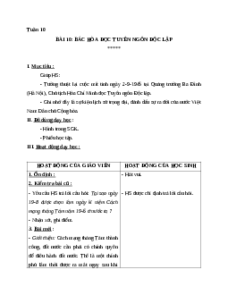 Giáo án lịch sử 5 bài 10: bác hòa đọc tuyên ngôn độc lập mới nhất