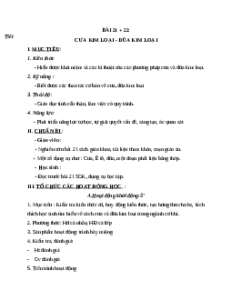 Giáo án Công nghệ 8 Bài 21 + 22: Cưa kim loại - dũa kim loại mới nhất - CV5512