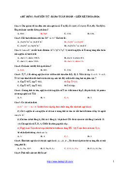 59 câu bài tập trắc nghiệm Nguyên tử - Bảng tuần hoàn - Liên kết hóa học có đáp án môn Hóa lớp 10