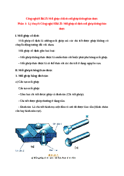 Lý thuyết Công nghệ 8 Bài 25 (mới 2023 + 10 câu trắc nghiệm): Mối ghép cố định mối ghép không tháo được