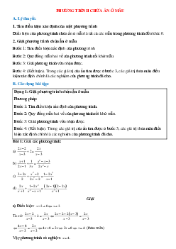 Hai dạng bài tập điển hình về Phương trình chứa ẩn ở mẫu có lời giải