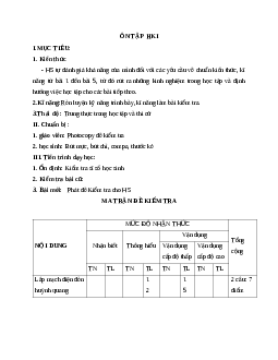 GIÁO ÁN CÔNG NGHỆ 9 ÔN TẬP HKI MỚI NHẤT