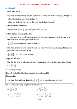 2 dạng bài tập Phân thức đại số và tính chất cơ bản chọn lọc