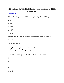 21 câu Trắc nghiệm Toán 6 Chương 4 (Kết nối tri thức): Một số hình phẳng trong thực tiễn có đáp án 2024